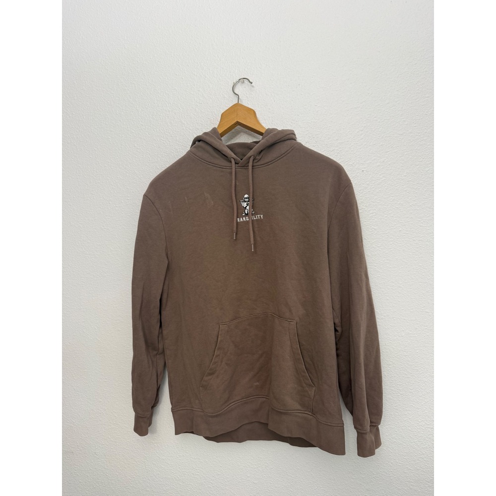 H&M Mens Brown Tranquility Angel Graphic Hoodie Regular Fit Sweatshirt Size M - Picture 1 of 7